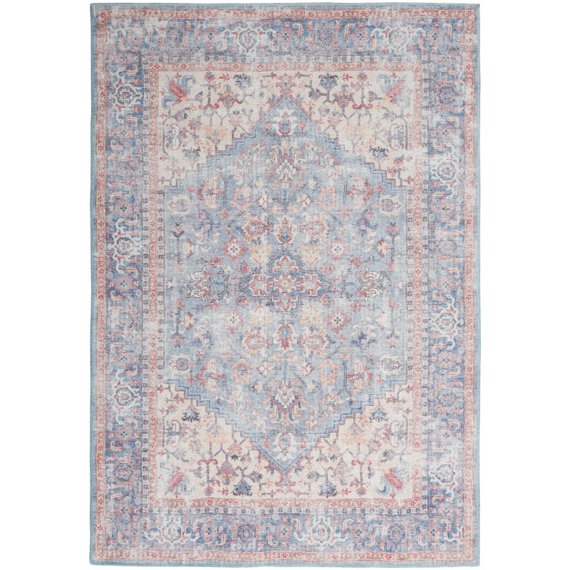 Nicole Curtis Machine Washable Oriental Blue/Red Area Rug & Reviews